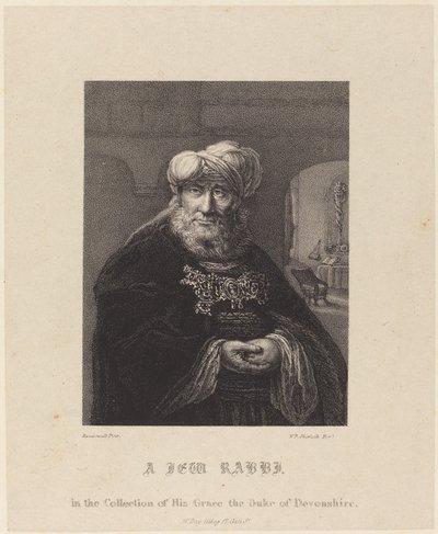 Un rabbino ebreo da William P. Sherlock after Rembrandt van Rijn