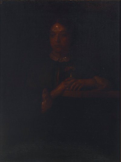 Sarah appoggiata a una ringhiera da William Page