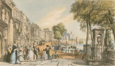 Chelsea con parte della vecchia chiesa e la tomba di Sir Hans Sloane da William Parrott