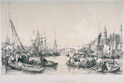 Veduta del nuovo Ponte di Londra dalla piscina del fiume Tamigi da William Parrott