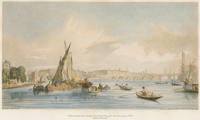 Ponte di Waterloo, da Ovest, con una Gara di Barche da William Parrott