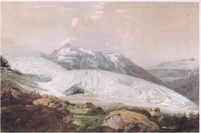 Vista del Monte Furka con il Ghiacciaio del Rodano, da British Adventure pubblicato da Collins, 1947 da William Pars