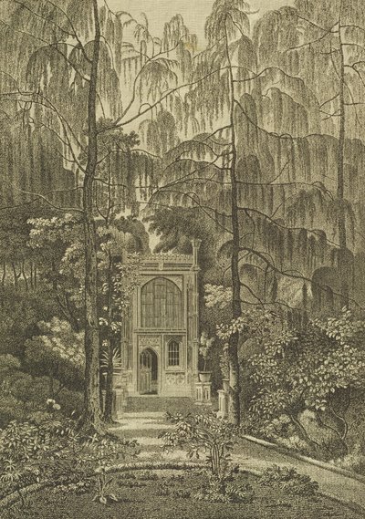 Vista della Cappella nel Giardino a Strawberry Hill, inciso da Godfrey, 1784 da William Pars