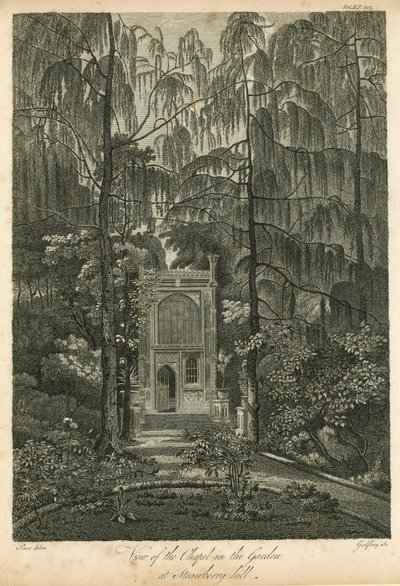 Vista della cappella nel giardino di Strawberry Hill, Twickenham, Londra da William Pars