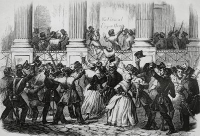Rivoluzione a Berlino davanti al palazzo di Guglielmo I, marzo 1848, Germania da Nicolas Toussaint Charlet