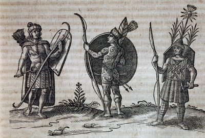 Tipi di indiani canadesi francesi, illustrazione da Descrizione della Nuova Francia da Nicolas Toussaint Charlet