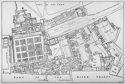 Una copia ridotta del piano del terreno di Fisher del Palazzo Reale di Whitehall, preso nel regno di Carlo da William Patten