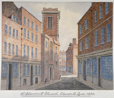 Chiesa di San Clemente, Eastcheap, Città di Londra, 1830 da William Pearson