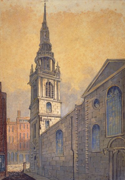 Chiesa di St Mary le Bow dal cimitero di Bow, Città di Londra, c. 1815 da William Pearson