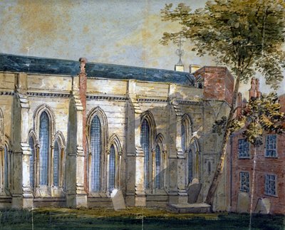 Veduta della Temple Church, Londra, c. 1810 da William Pearson
