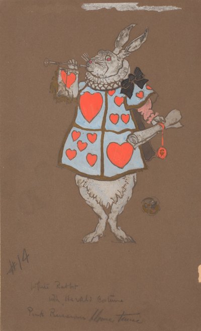 Coniglio bianco con costume da araldo (progettazione dei costumi) da William Penhallow Henderson