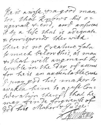 Lettera di William Penn della Pennsylvania da William Penn