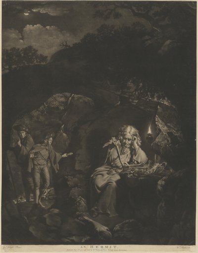 Un eremita da William Pether after Joseph Wright