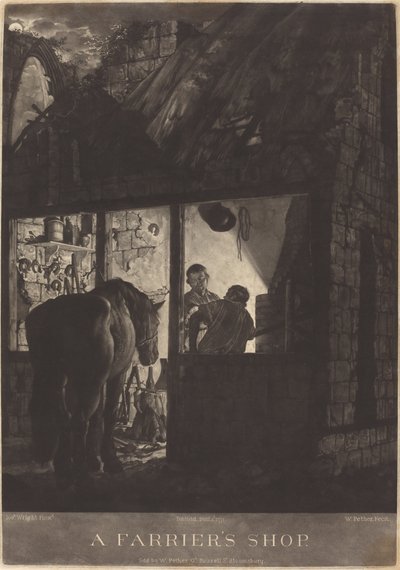 La bottega del maniscalco da William Pether after Joseph Wright of Derby