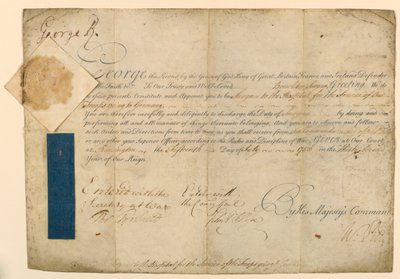Autorizzazione per la nomina di un chirurgo militare da William Pitt