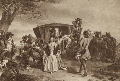 Famiglia fermata dal bandito francese Claude Duval da William Powell (after) Frith