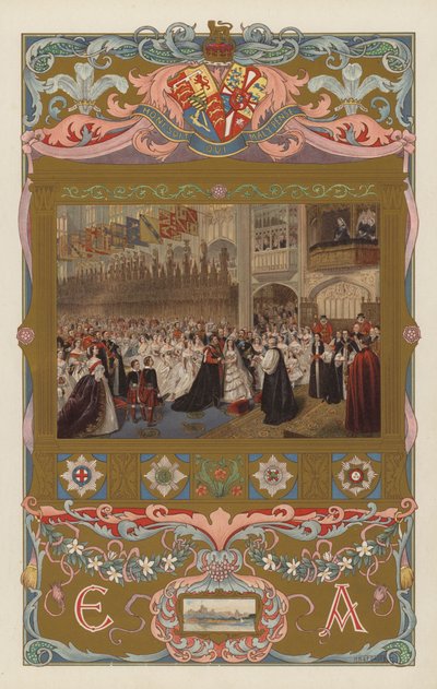 Il matrimonio del futuro re Edoardo VII e della regina Alessandra, nella Cappella di San Giorgio, Windsor, il 10 marzo 1863 da William Powell (after) Frith