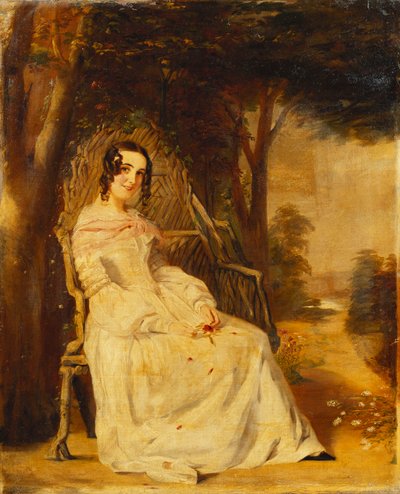 Ritratto di Mary Freer Seduta a Piena Figura su una Panchina da Giardino da William Powell Frith