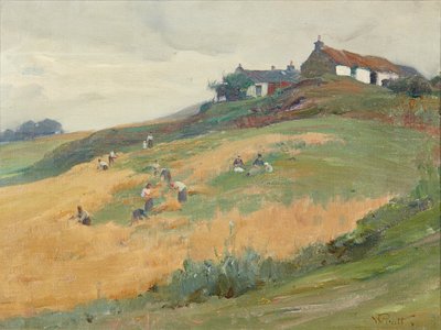 Lavoratori del raccolto su una collina da William Pratt