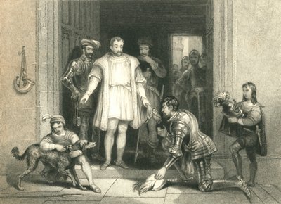 Il falso omaggio di Bolingbroke a Riccardo II, al castello di Flint, 1836 da William Radclyffe