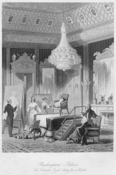 Buckingham Palace. La Principessa Reale posa per un ritratto, c1841 da William Radclyffe