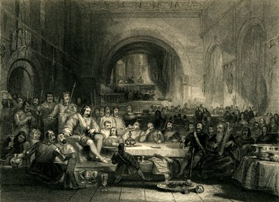 Principe Llewellyn e i suoi baroni, nel suo palazzo vicino ad Aber, c. 1836 da William Radclyffe