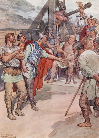 Mario e gli ambasciatori dei Cimbri (litografia a colori) da William Rainey