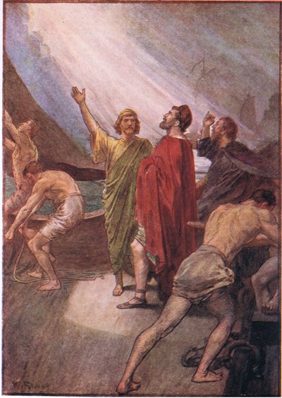Timoleone che salpa per la Sicilia, da Plutarch Lives pubblicato da T C & E C Jack Ltd da William Rainey