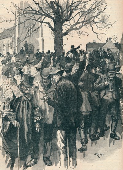 Sciopero dei lavoratori agricoli del Warwickshire: incontro a Whitnash, 1872 da William Rainey