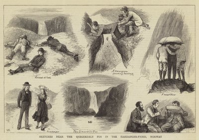 Schizzi vicino al Sjoegerdals Fos nel Hardanger-Fjord, Norvegia da William Ralston