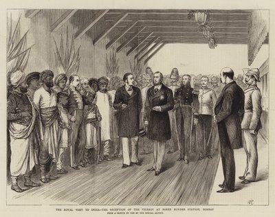 La visita reale in India, la ricezione del viceré alla stazione di Boree Bunder, Bombay da William Ralston