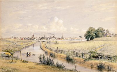 Jersey City con uno scorcio di New York dal canale di Bergen, 1854 da William Rickarby Miller