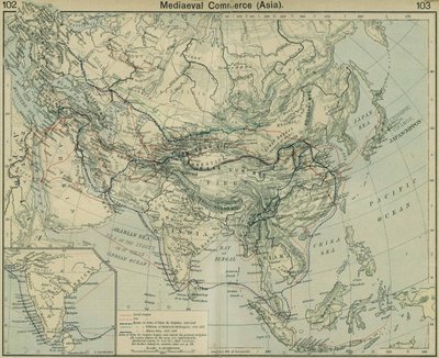 Commercio medievale in Asia. Dal The Historical Atlas da William Robert Shepherd