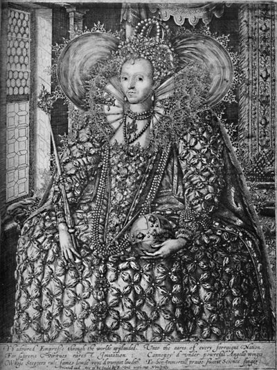 Regina Elisabetta in piedi in una stanza con una finestra a grata da William Rogers