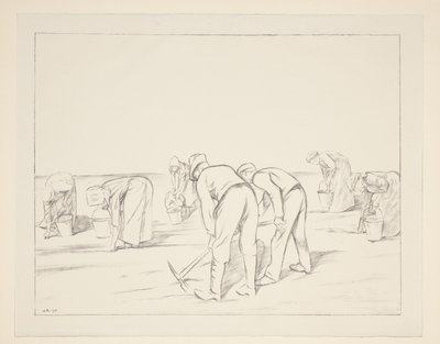 Lavoratori agricoli con picconi e secchi da William Rothenstein