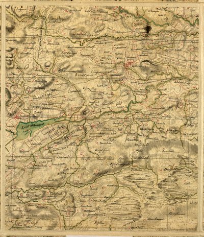 Mappa di Roy della Scozia meridionale, contenente Loch Whinnoch da William Roy