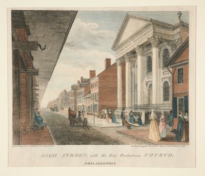 High Street, con la Prima Chiesa Presbiteriana, Filadelfia da William Russell Birch