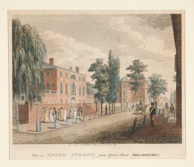 Veduta in Third Street, da Spruce Street Philadelphia da William Russell Birch
