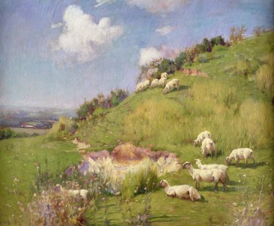 Pecore su un pendio da William Samuel Henry Llewellyn