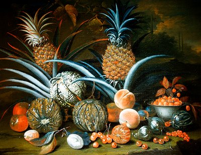 Natura morta di ananas, meloni, pesche, fragole, ciliegie e altra frutta da William Sartorius