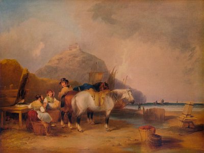 Scena costiera, con figure e cavalli da William Shayer