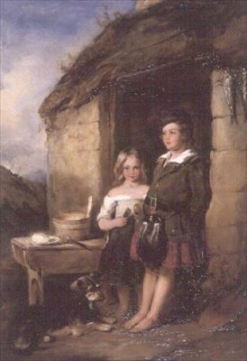Bambini delle Highlands alla porta di un Bothy da William Simson