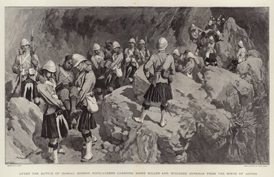 Dopo la battaglia di Dargai, gli Highlanders di Gordon trasportano giù Gurkha uccisi e feriti dal luogo dell