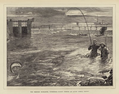 Le Highlands occidentali, Connemara, pesca al salmone a Lough Corrib, Galway da William Small