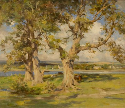 Tre alberi vicino a un fiume da William Stewart MacGeorge