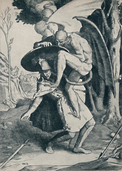 Cristiano che combatte Apollyon, 1895, 1923 da William Strang