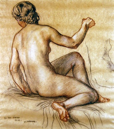 Studio di un nudo femminile seduto di spalle da William Strang