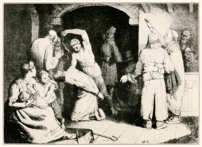 La flagellazione di Faithful da Il progresso del pellegrino da questo mondo a quello che verrà di John Bunyan (1628-1688) illustrazione di William Strang (1859-1921) da William Strang