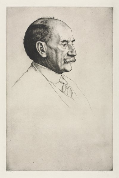 Thomas Hardy, di profilo a destra, 1910 da William Strang