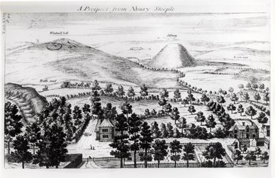 Veduta dal campanile di Avebury di Silbury Hill, illustrazione da 